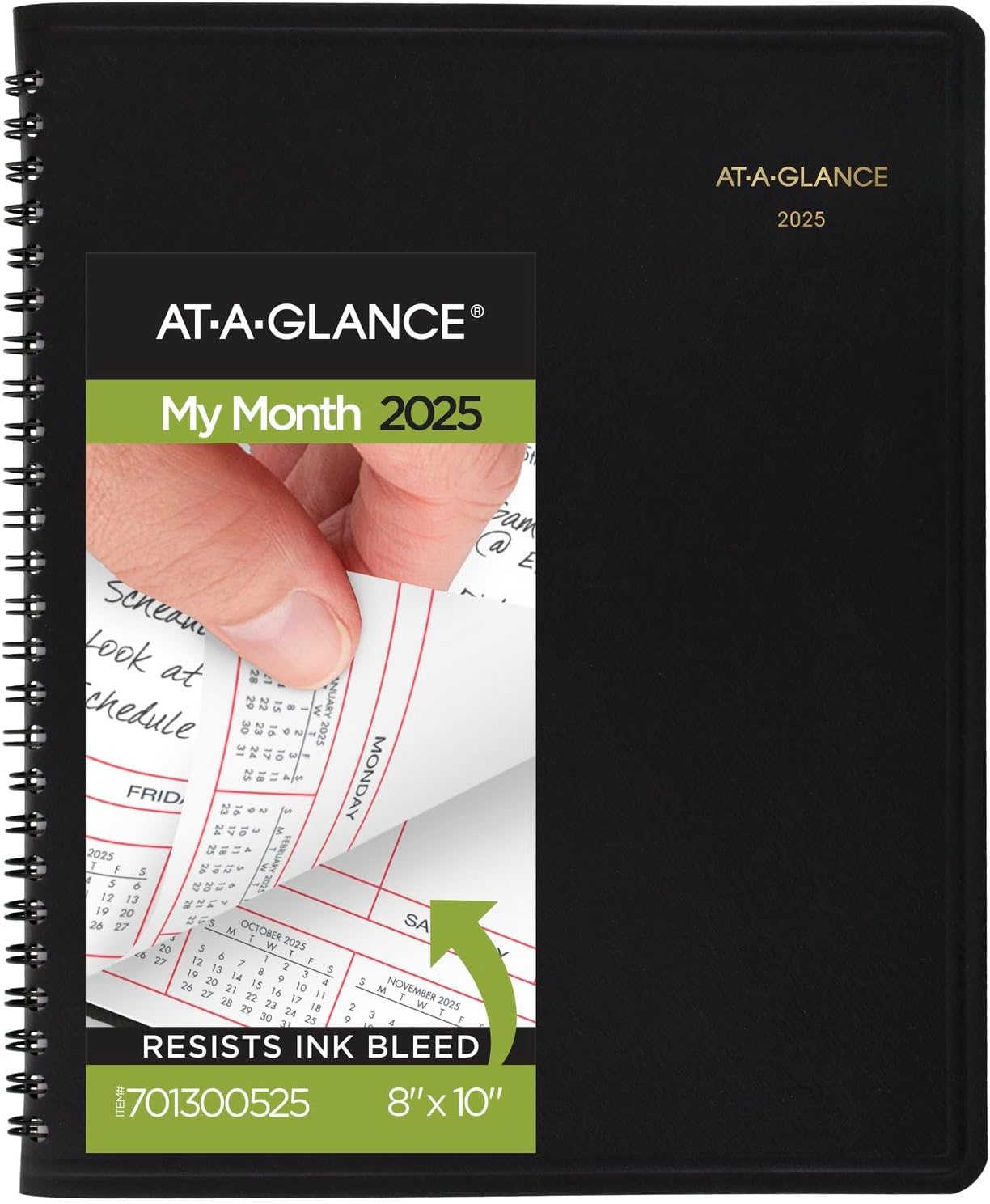 AT-A-GLANCE 2025 Monthly Planner, 8" x 10", Large, Black (701300524)