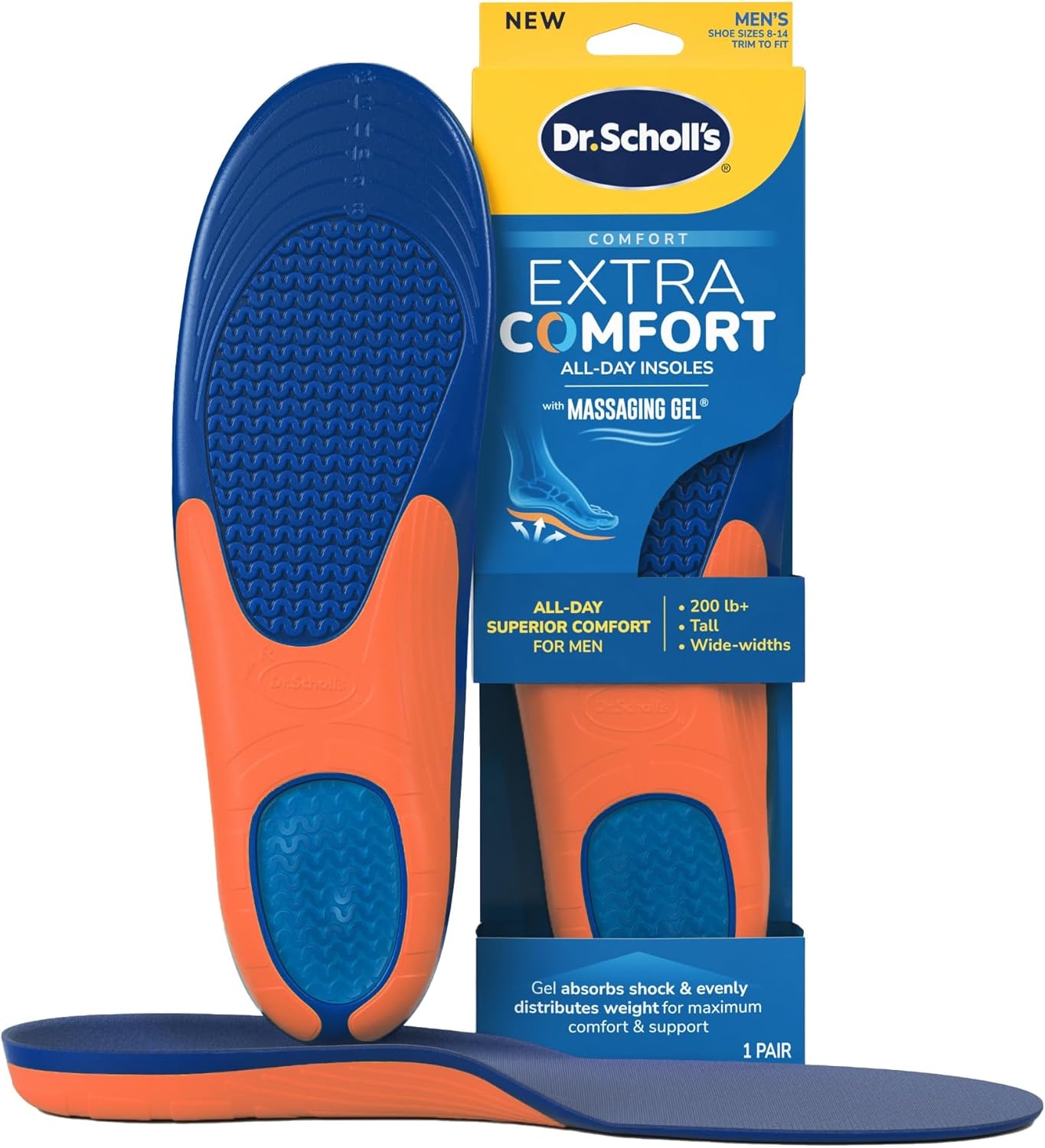 Dr. Scholl’s Extra Comfort Support Insoles Men, Size 8-14