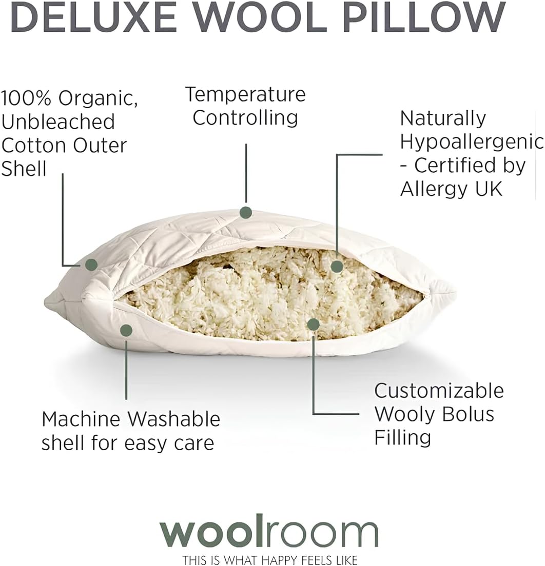 Woolroom Deluxe King Size Washable Wool Pillow